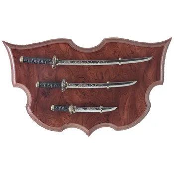 DENIX, sienos herbas replika, Arsenale su samurajų kardu nustatyti, 32cm, pagaminti iš metalo ir medžio