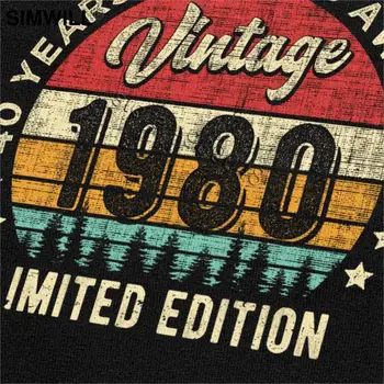 Derliaus 1980 m. - 40 Metų, Nuostabus 40 Gimtadienio T-Shirt Mens Medvilnės 80s Tees Retro Trumpas Rankovėmis Gražus Marškinėliai Didmeninės Dovanų