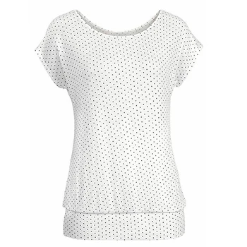 Derliaus Polka Dot Spausdinti Vasaros Marškinėliai Moterims trumpomis Rankovėmis Slim T-shirt Apvalus Kaklas Atsitiktinis Moterų Viršūnių Tees Naujas