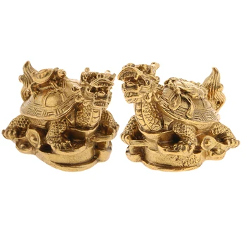 Derliaus Vario Feng Shui Golden Dragon Vėžlys Statula Žavesio Apsaugos Laimę ir Turtus Kolekcines, Dekoratyvinis Ornamentas