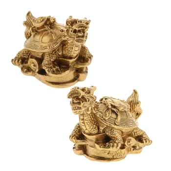 Derliaus Vario Feng Shui Golden Dragon Vėžlys Statula Žavesio Apsaugos Laimę ir Turtus Kolekcines, Dekoratyvinis Ornamentas