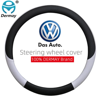 DERMAY Prekės Odos Automobilio Vairo Dangtelis VW Golf 2 3 4 5 6 7 MK2 MK3 MK4 MK5 MK6 MK7 Gti Auto interjero Priedai