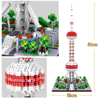 Diamond Mini Plytų Pasaulyje Garsaus Architektūros Oriental Pearl Tower Twin Bridges 3D Modelio Blokai Žaislai Vaikams