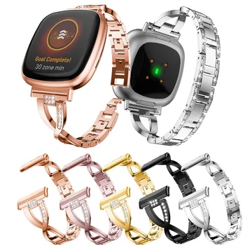 Diamond Nerūdijančio Plieno Watchband už Fitbit Versa 3 Smart Žiūrėti Dirželis Metalo Juostos Fitbit Prasme / Versa3 Apyrankę Correa