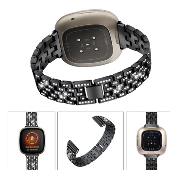 Diamond Watchband Už Fitbit Versa 3/Prasme Smart Apyrankė Nerūdijančio Plieno Riešo Juostos Aksesuaras Dirželiai Fitbit Versa 3 Correa