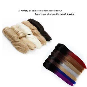 DIANQI 5 įrašus ilgi tiesūs plaukai priauginimui 24 Colių sintetinių ombre juoda ruda įrašą apie netikrą hairpieces moterų plaukų