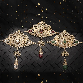 Didelio dydžio Maroko stiliaus papuošalai, sagės klasikinis tuščiaviduriai kristalų segė su kalnų krištolas arabų vestuvių papuošalai