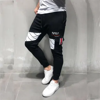 Didelio dydžio vyriškų medvilnės atsitiktinis slim kelnės, jogger stiprus mados siūlėmis kojų juoda sweatpants korėjos vyrų drabužiai M-3XL