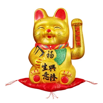Didelis 15 Colių Keramikos Mielas Veiduką Pasisekė Kačių Figūrėlės Feng Shui Turto Likimo Papuošalai Shaking Hands Namų Dekoro Priedai