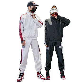 Didelis Dydis 6XL Sportinės aprangos Komplektai Vyrų Hip-Hop Kratinys Tracksuit Vyrų, Liemenės su Atšvaitais,+Kelnės 2 vnt Mens Streetwear Prakaito Kostiumai