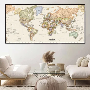 Didelis Pasaulio Žemėlapis Merkatoriaus Projekcijos Detalus planas Didžiųjų Miestų Kiekvienoje Šalyje 150x100cm neaustinių Plakatus ir nuotraukas Dovana
