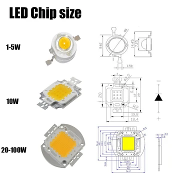 Didelės Galios LED Chip1W 3W 5W 10W 20W 30W 50W 100W Šalta Balta Šilta Raudona Geltona Žalia Mėlyna Oranžinė Gintaro SMD 