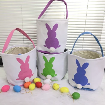 Didmeninė Easter Bunny Krepšiai 40pcs/daug 40 Stilių Monograma Drobė Kibirai Kiaušinių Saldainius Nešti Maišą 