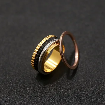 Didmeninė karšto pardavimui, prabangūs, aukštos kokybės pasukti pavarų žiedas fine jewelry titano žiedai fashiong priedai asorti spalvos