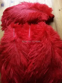 Didmeninė Kokybės 50pcs puikus Baudų Vyrų raudona natūralių stručio plunksnų 12-14inch/30-35cm dekoratyvinis 