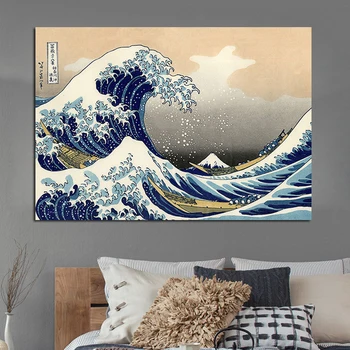 Didžiosios Bangos Off Kanagawa Plakatas Ir Spausdina Ant Drobės, Neįrėminti, Tapyba Dovana, Namų Puošmena Kambarį Nuotraukos, Plakatai