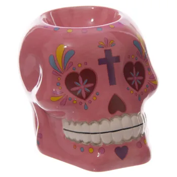 Dieną Mirusiųjų Kaukolės Naftos Degiklis Tealight Turėtojas Žvakė Vaško Granulių Dia de los Muertos Gotikinės Keramikos Meksikos Gėlių Saldainiai Kaukolė