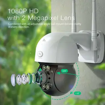 DIGOO DG-ZXC43 8 LED 1080P PTZ Smart IP Kamera, Wireless Lauko Dome kamerų H. 265 infraraudonųjų SPINDULIŲ Naktinio Matymo Saugumo Home Monitorius