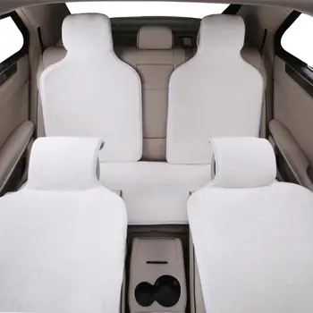 Dirbtiniais kailiais automobilių sėdynės apima baltas universalus auto žaliojo interjeras, 5 sėdimos vietos patogus prabangos žiemos Dirbtinių kailinių automobilio sėdynių pagalvėlių