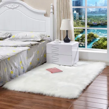 Dirbtinės Vilnos Plotas kilimas už kambarį kilimai Purus Dirbtiniais kailiais kilimėlių Didelės baltos spalvos kilimas, Kilimas vaikų miegamojo galima Skalbti Namų Tekstilės