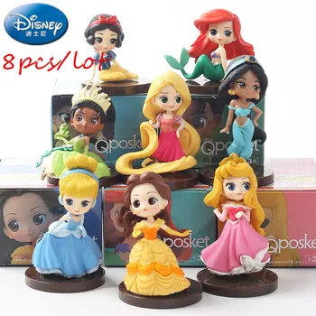 Disney 8pcs/daug Moana snieguolė Princesė Merida Veiksmų žemėlapių Duomenys Undinė Jazminų Lėlės Anime Figūrėlės Vaikai mergina Žaislai, dovanos