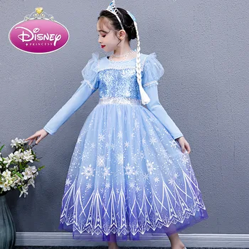 Disney Elsa Ilgomis Rankovėmis Rudenį, Žiemą 2020 Naujo Užšaldyti 2 Elsa Princesė Dress Helovinas Mergaitėms, Vaikams, Suknelės Mergina Rudens Drabužiai Suknelė