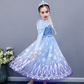 Disney Elsa Ilgomis Rankovėmis Rudenį, Žiemą 2020 Naujo Užšaldyti 2 Elsa Princesė Dress Helovinas Mergaitėms, Vaikams, Suknelės Mergina Rudens Drabužiai Suknelė