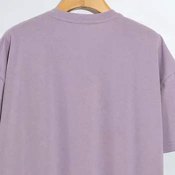 Disney Marškinėliai Harajuku Grožio ir Žvėrys Taurė Cartoon Spausdinti Trumpas Rankovės Derliaus Moterų Medvilnės Korėjos Moterų Tee Viršūnes Violetinė