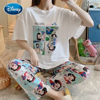 Disney mergina vasaros ins Mickey pižama moterų vasarą laisvi trumparankoviai kelnės kostiumas mielas saldus naktiniai marškiniai, pižamos namų paslauga
