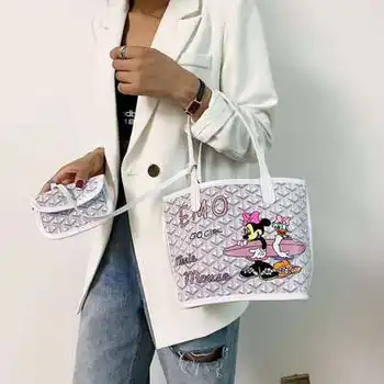 Disney mickey mouse pečių maišą lady pu minniehandbag didelis tote bag
