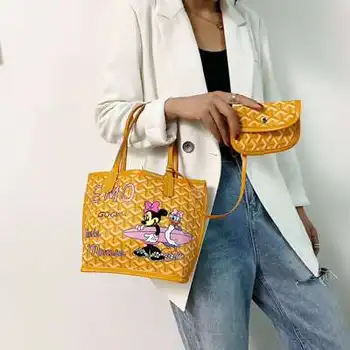 Disney mickey mouse pečių maišą lady pu minniehandbag didelis tote bag