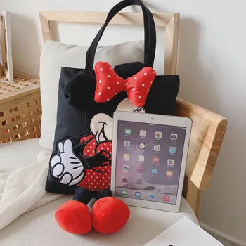 Disney Mickey mouse pečių maišą moterų naujos rankinės didelės talpos minkštas krepšys canves nešti pirkinių krepšys
