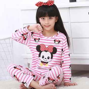 Disney Mickey Pijamas Nustatyti Vaikams Vaikų Berniukų, Mergaičių Rudenį Pižamos Minnie Mouse Princesė Sofija Ilgomis Rankovėmis Sleepwear Homewear