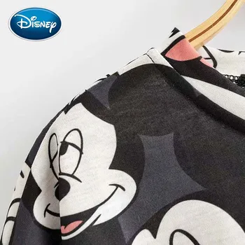 Disney Mielas Peliukas Mikis Animacinių Filmų Spausdinti Prašmatnus Black T-Shirt O-Kaklo Megztinis Pusė Rankovės Atsitiktinis Mados Moterų Prarasti Tee Viršūnės