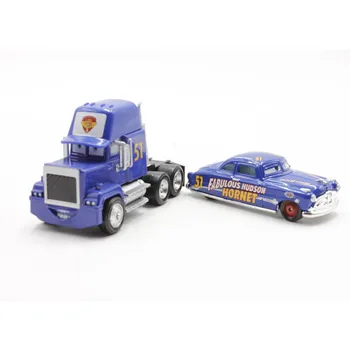 Disney Pixar Cars Nr. 51 Mack Sunkvežimių + Mažų Automobilių Pasakų Hudson Hornet Diecast Metalo Lydinio Ir Plastiko Modle Žaislas Automobilis Vaikams