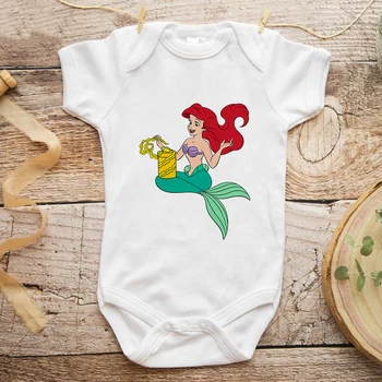 Disney Princesė Arielis Komiksų Bamblys Jumpsuit Juokinga Undinėlė Grafinis Kūdikių Bodysuits Naujagimių Romper Kūdikių Drabužiai