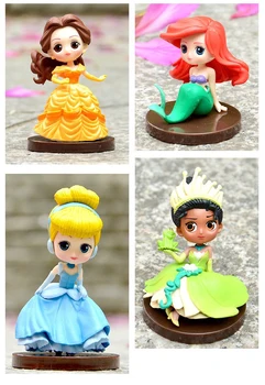 Disney Q Posket Princesė Arielis Gražuolė snieguolė Jazminų 8cm PVC figūrėlių, Žaislinių Pyragas Apdaila Vaikams, Gimtadienio, Kalėdų Dovana
