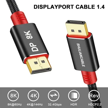DisplayPort 1.4 Kabelis 8K 4K HDR Didelės Spartos 32.4 Gb Display Port Adapteris, Skirtas Vaizdo PC Nešiojamas TV DP 1.4 Display Port 1.2 Kabelis