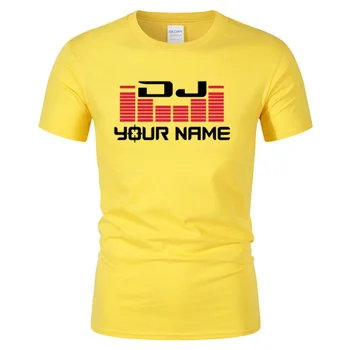 DJ Jūsų Vardas Vyrų individualus spausdinimas Marškinėliai Camiseta Hombre Hip-Hop Mados vyrų Medvilnės Atsitiktinis trumpomis Rankovėmis T-shirt Plius Dydis
