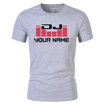 DJ Jūsų Vardas Vyrų individualus spausdinimas Marškinėliai Camiseta Hombre Hip-Hop Mados vyrų Medvilnės Atsitiktinis trumpomis Rankovėmis T-shirt Plius Dydis