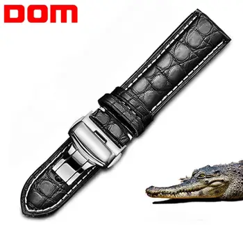 DOM Watchband Aligatorius, Krokodilas, Grūdų Odos Watch Band Laikrodis Dirželis Juodos Rudos 18mm 20mm 22mm 24mm Vyrai Moterys Diržo Žiūrėti