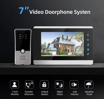 Doornanny 7Inch Vaizdo Domofonas Sistema Vaizdo Doorphone Video Kvietimas teikti Namo Buto 120° Laukinių Kampas 4Wires CVBS 800TVL