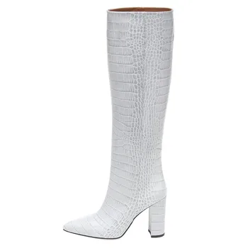 Dovereiss Moterų Mados batai Žiemą naujas Elegantiškas, seksualus consice Pilka Pažymėjo tne Langelyje heelsPure spalva Kelio ilgi batai 33-48