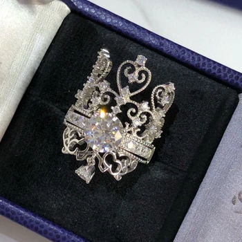 DOYUBO Europos Dizaino 925 Sterlingas Sidabro Nuimamas Karalienės Karūną, Žiedai, Papuošalai Blizga Kubinis Cirkonis Vestuvių Žiedas Priedai VB439