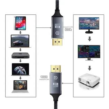 DP Cable DP su DisplayPort 1.4 Kabelis 8K 4K 144Hz 165Hz Adapteris, Skirtas Vaizdo PC Nešiojamas TV DP1.4 DP1.2 Display Port Kabelis