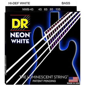 DR K3 Hi-def Neon Balta Fluorescentinė Boso Gitaros Stygos, Šviesos 40-100 ar Vidutinio 45-105 arba 5-stygos 45-125