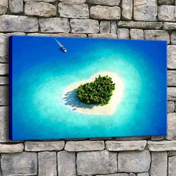 Drobė, Tapyba Namų Dekoro 1 Vnt Maldive Mėlyna Vandens Meilės Vandenyno Sala Širdyje, Beach Nuotraukas Spausdina Plakatas Gyvenimo Kambario Sienos Menas