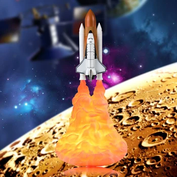 Dropshipping 3D Spausdinimo Space Shuttle Lempos Raketų Naktį Šviesos Žibintai Kosmoso Meilužio, Patalpų, Namų Rašomojo Stalo Mėnulis Naktį Lempos Dekoras