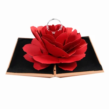 Dropshipping Naujas 3D Pop-Up Raudona Rožė Gėlių Žiedas Dėžutė Vestuvių, Sužadėtuvių Dėžutė Papuošalų Laikymui Turėtojas Atveju Papuošalų Pakavimo Ekranas
