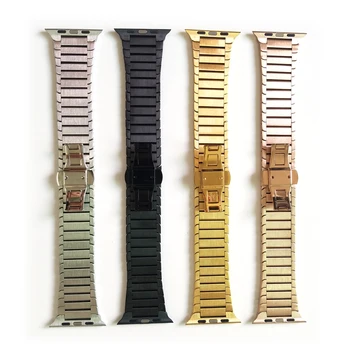 Drugelis sagtis Mėlyna Metalo Nuorodą, Apyrankę, Dirželį, Apple watch Serijos 6 5 SE 44mm 40mm Juostos iš Nerūdijančio Plieno Watchband